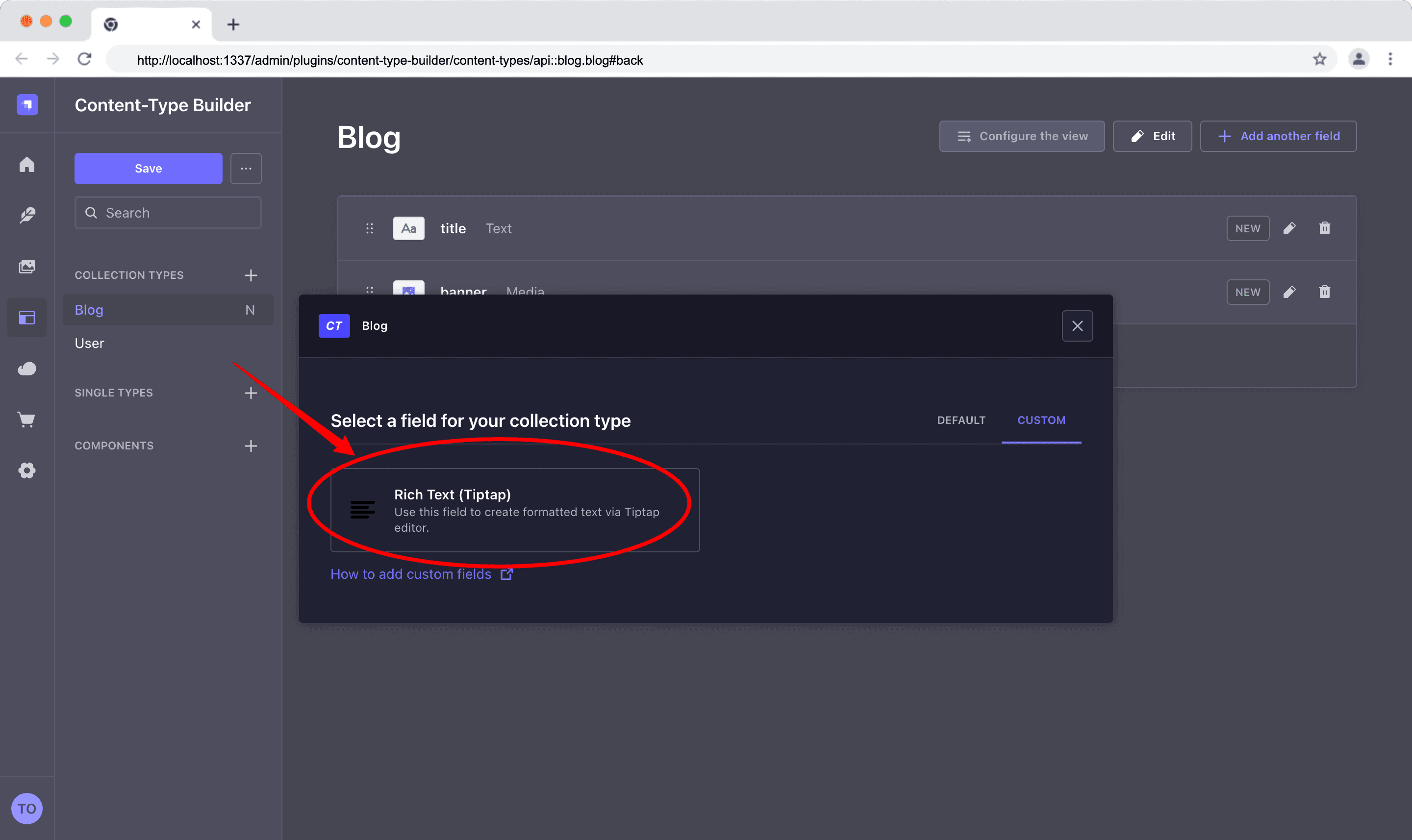select the custom rich text tiptap plugin.png